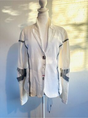Elisa Cavaletti White Blazer with Gray Accents